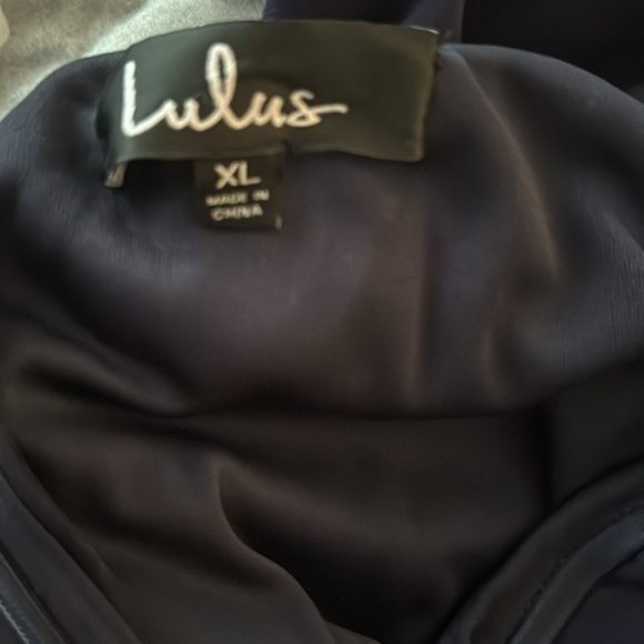 Navy blue long formal dress with slit - Picture 3 of 3